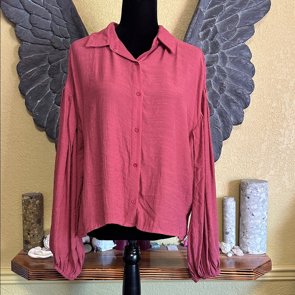 SHEIN Rusty Mauve Long Sleeve Shirt